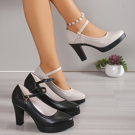 Buty damska na platformie | Pasek w stylu Mary Jane
