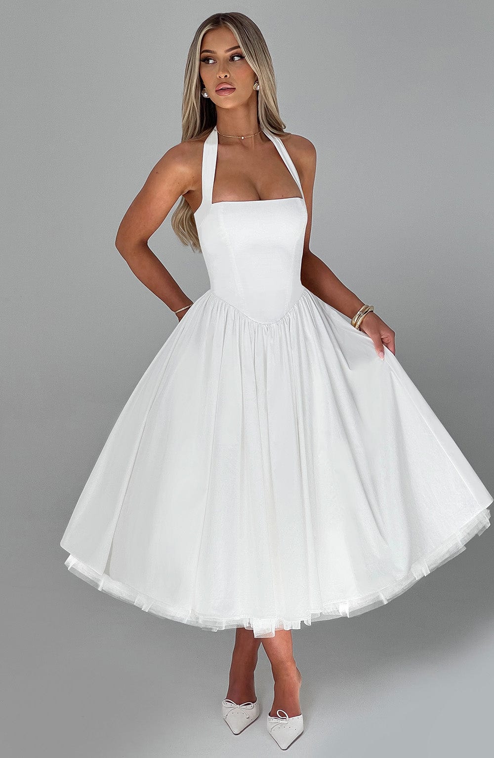 Damska Sukienka Ślubna Halter | Midi
