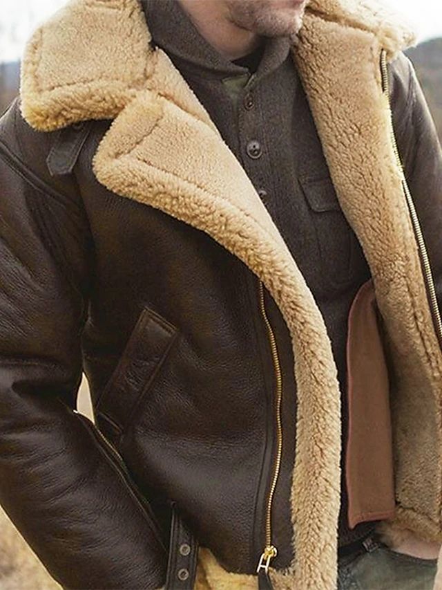 Męski płaszcz aviator z baraniny | Ciepły styl na zimę
