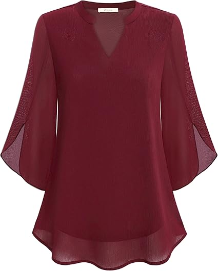 Damska Bluzka Chiffon Z Dekoltem V | Luźny Krój