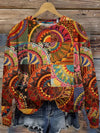 Patchwork-blomstret sweatshirt til kvinder | Langærmet