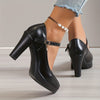 Buty damska na platformie | Pasek w stylu Mary Jane