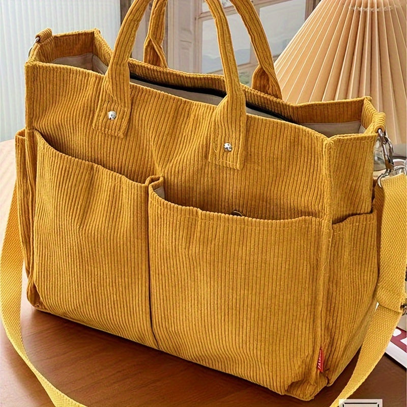 Damska Torba Shopper | Duża z Przednimi Kieszeniami