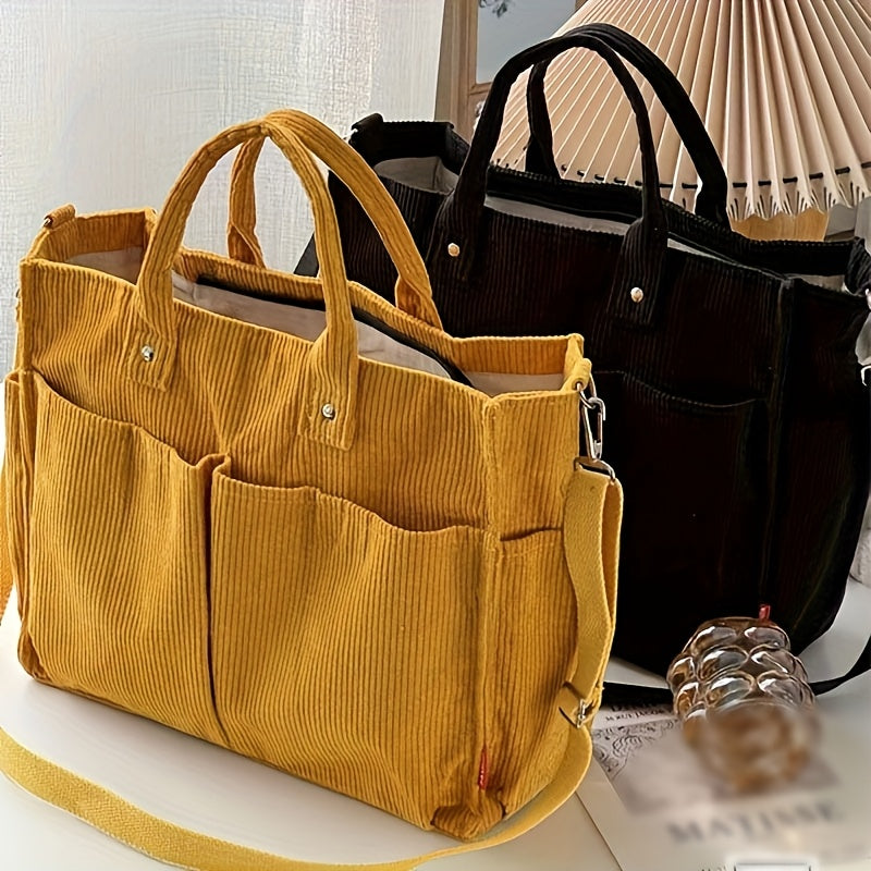 Damska Torba Shopper | Duża z Przednimi Kieszeniami