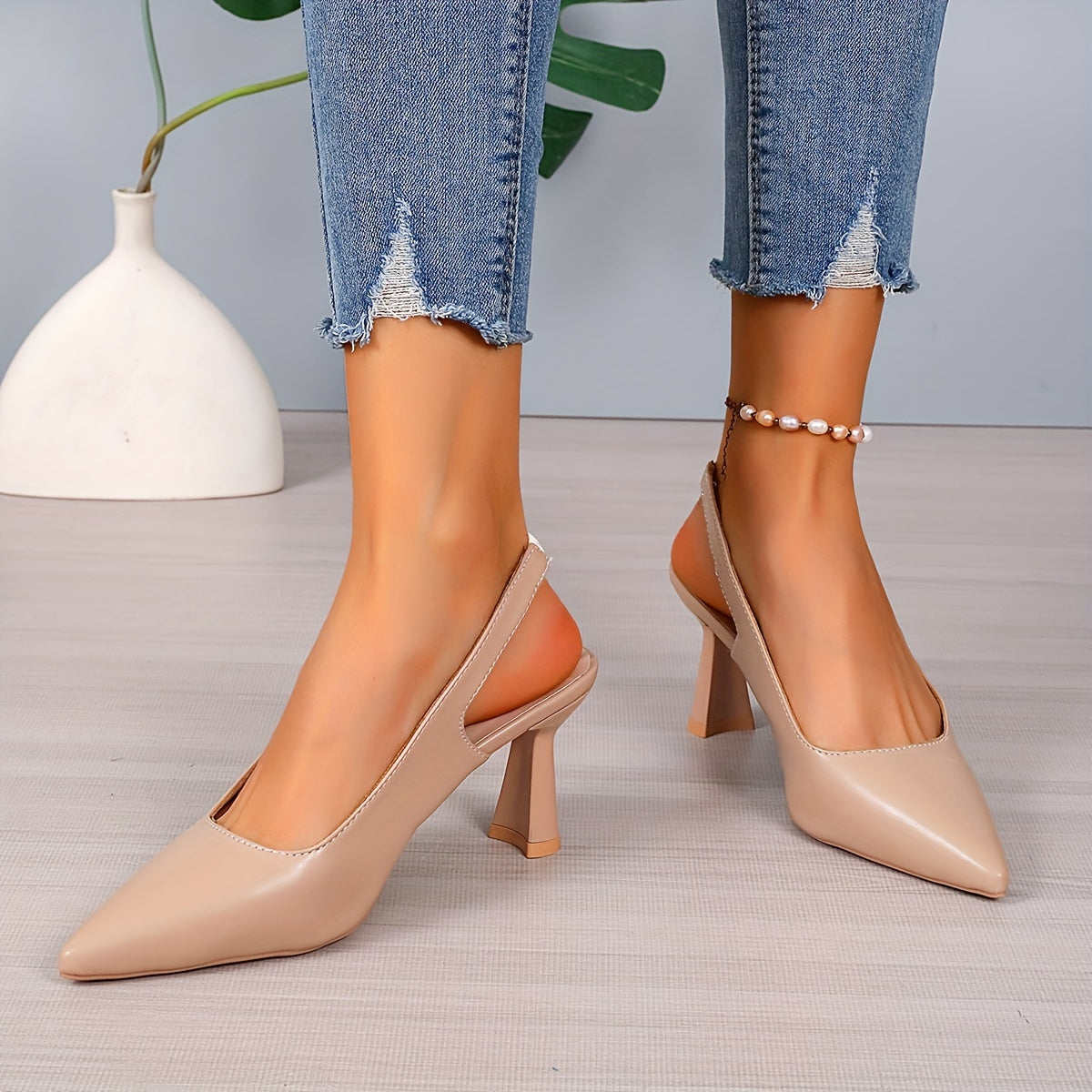 Buty damskie na wysokim obcasie | Szpiczasty nosek ze slingbackiem