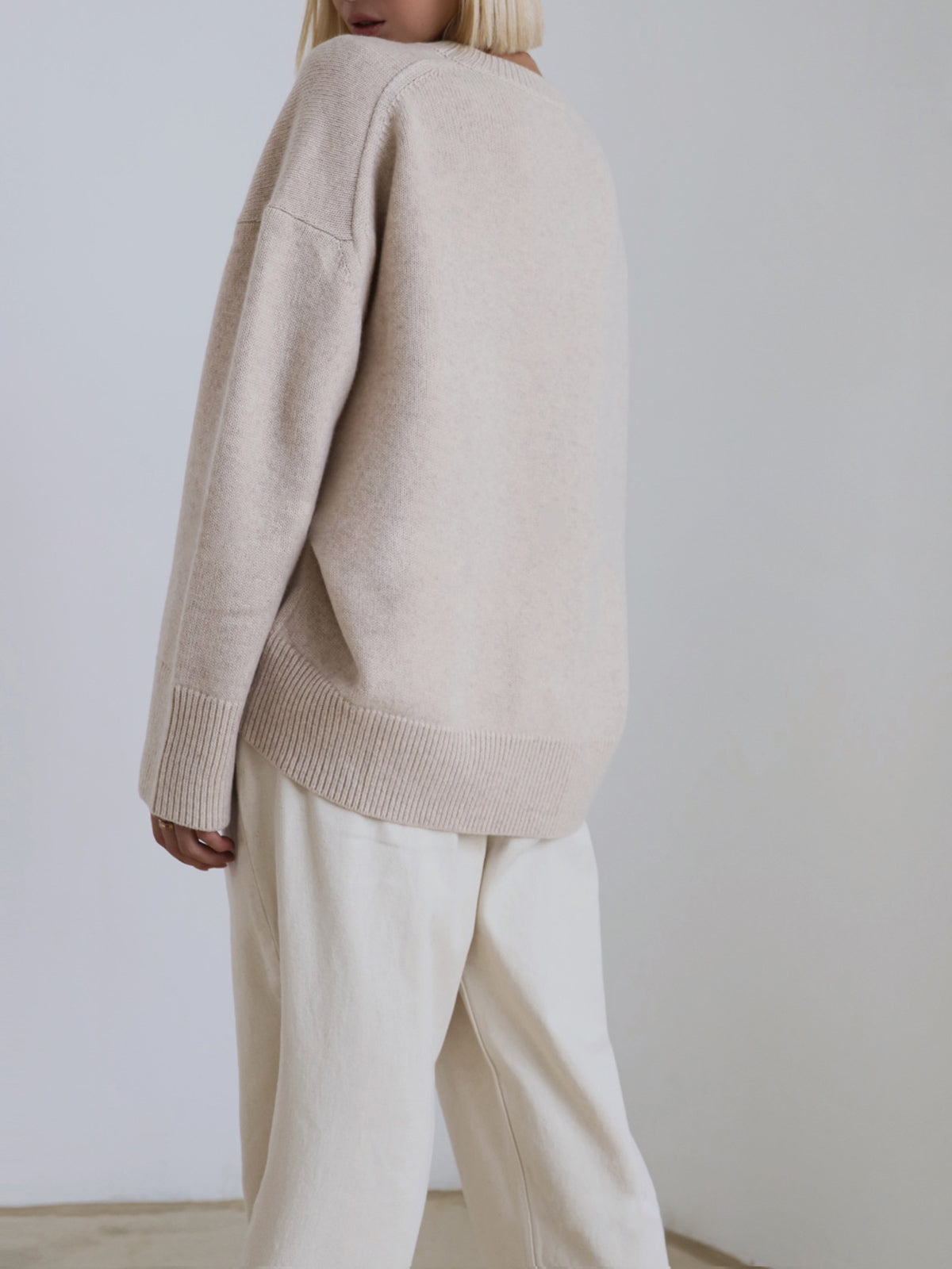 Damski Oversized Sweter Dzianinowy | Okrągły Dekolt