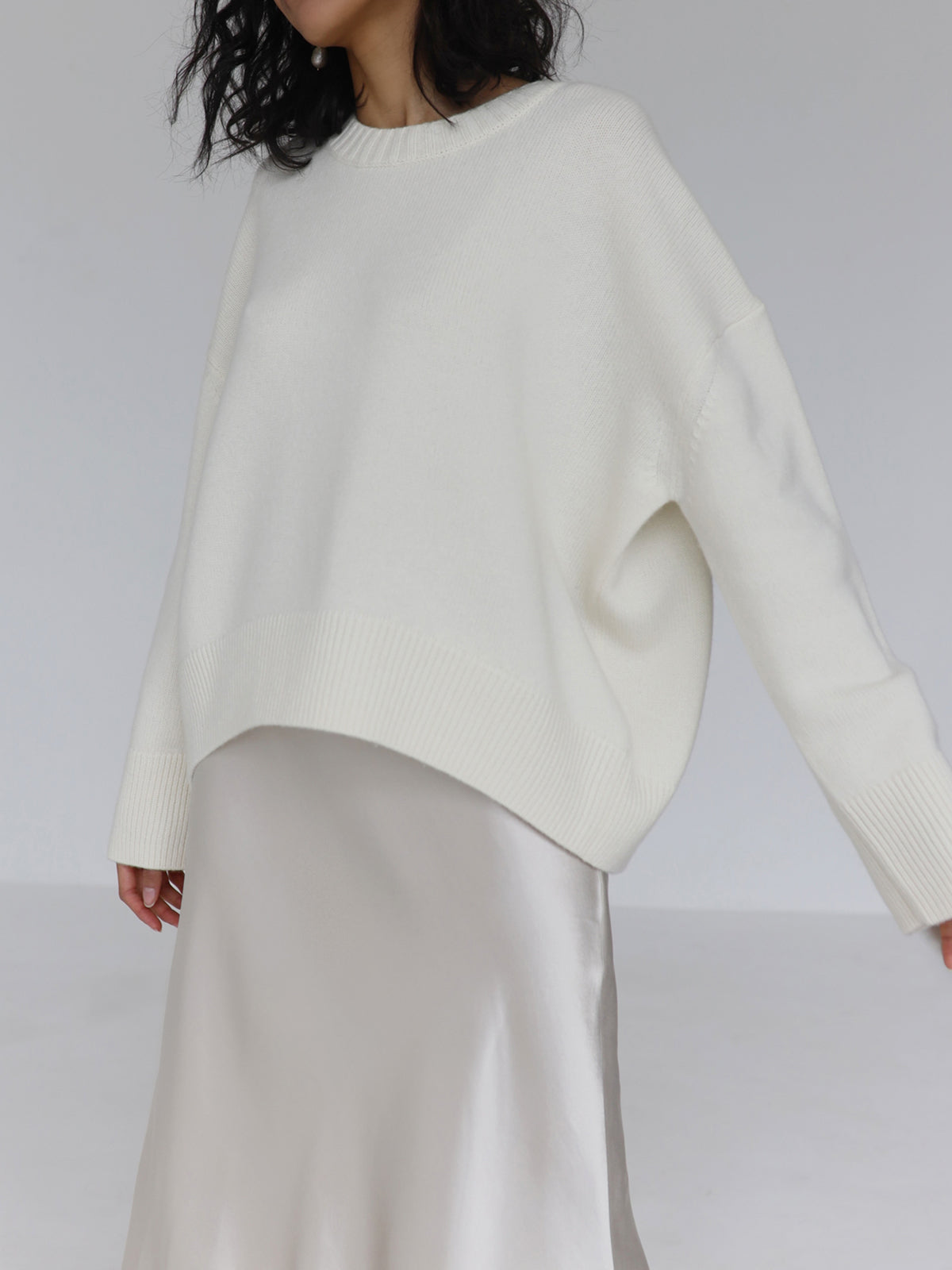 Damski Oversized Sweter Dzianinowy | Okrągły Dekolt