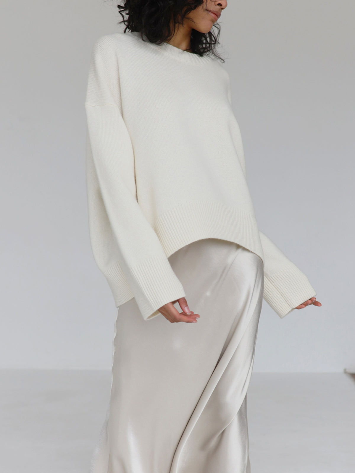 Damski Oversized Sweter Dzianinowy | Okrągły Dekolt