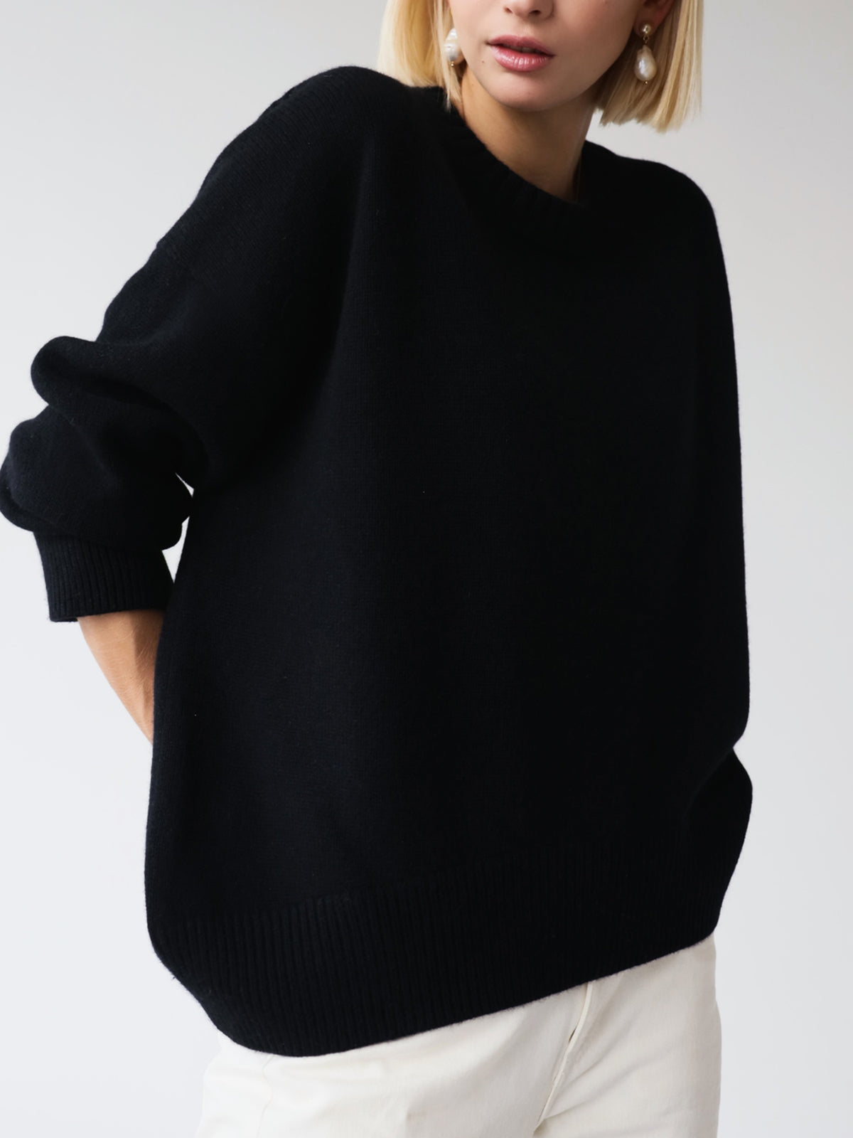 Damski Oversized Sweter Dzianinowy | Okrągły Dekolt