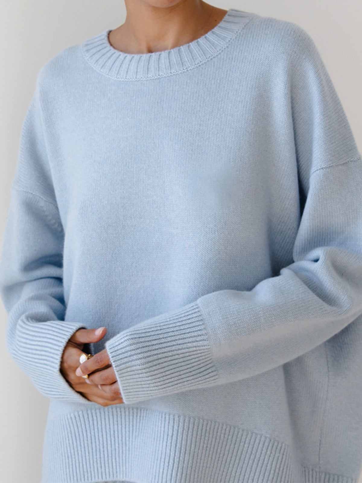 Damski Oversized Sweter Dzianinowy | Okrągły Dekolt