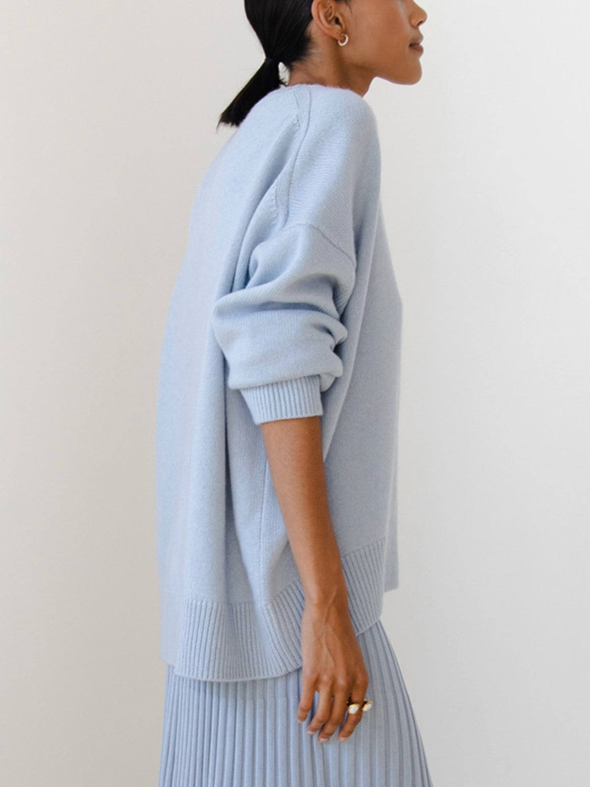 Damski Oversized Sweter Dzianinowy | Okrągły Dekolt