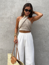 Damski Top Halter z Wiązaniem | Krótki