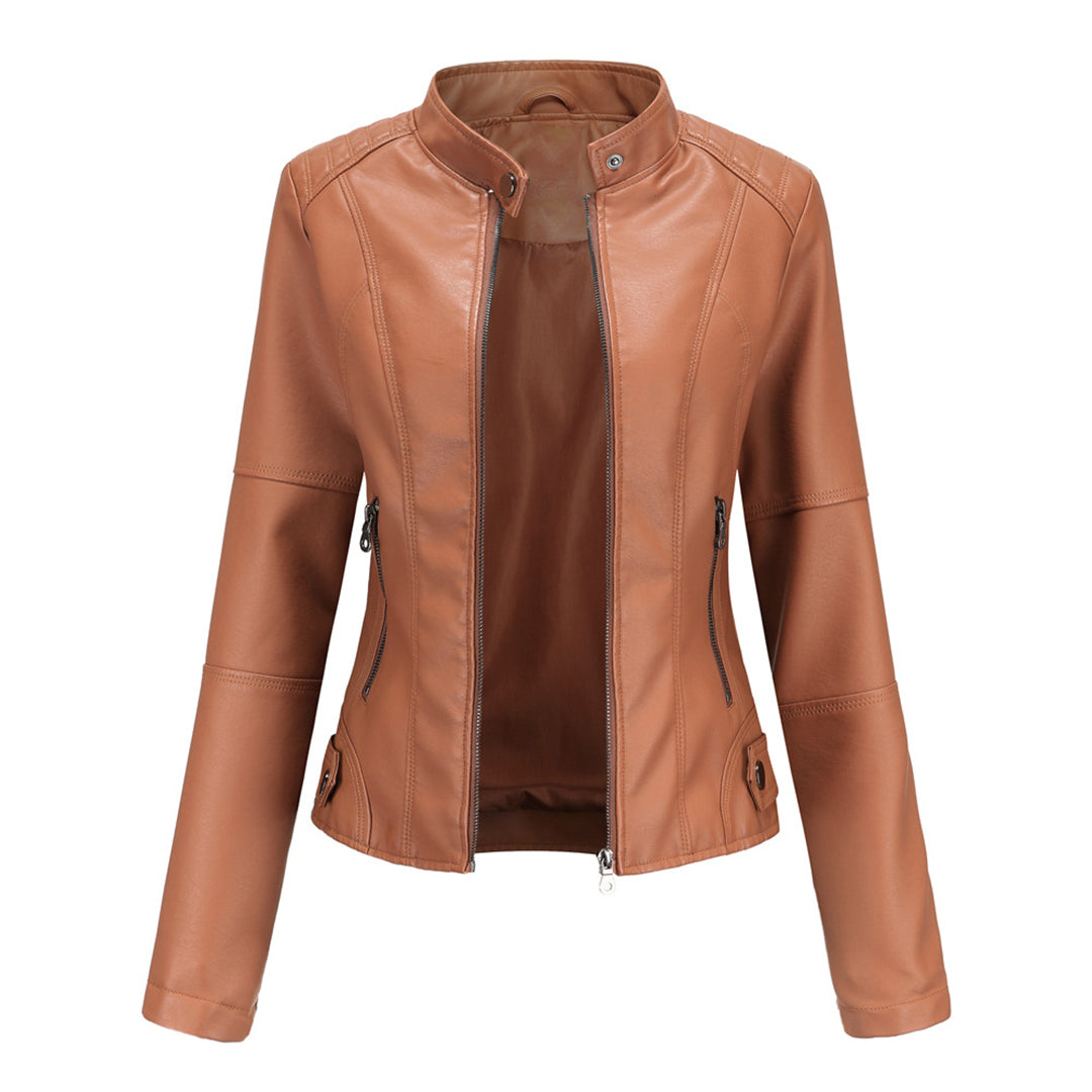 Damska Slim Fit Kurtka | Stojący Kołnierz