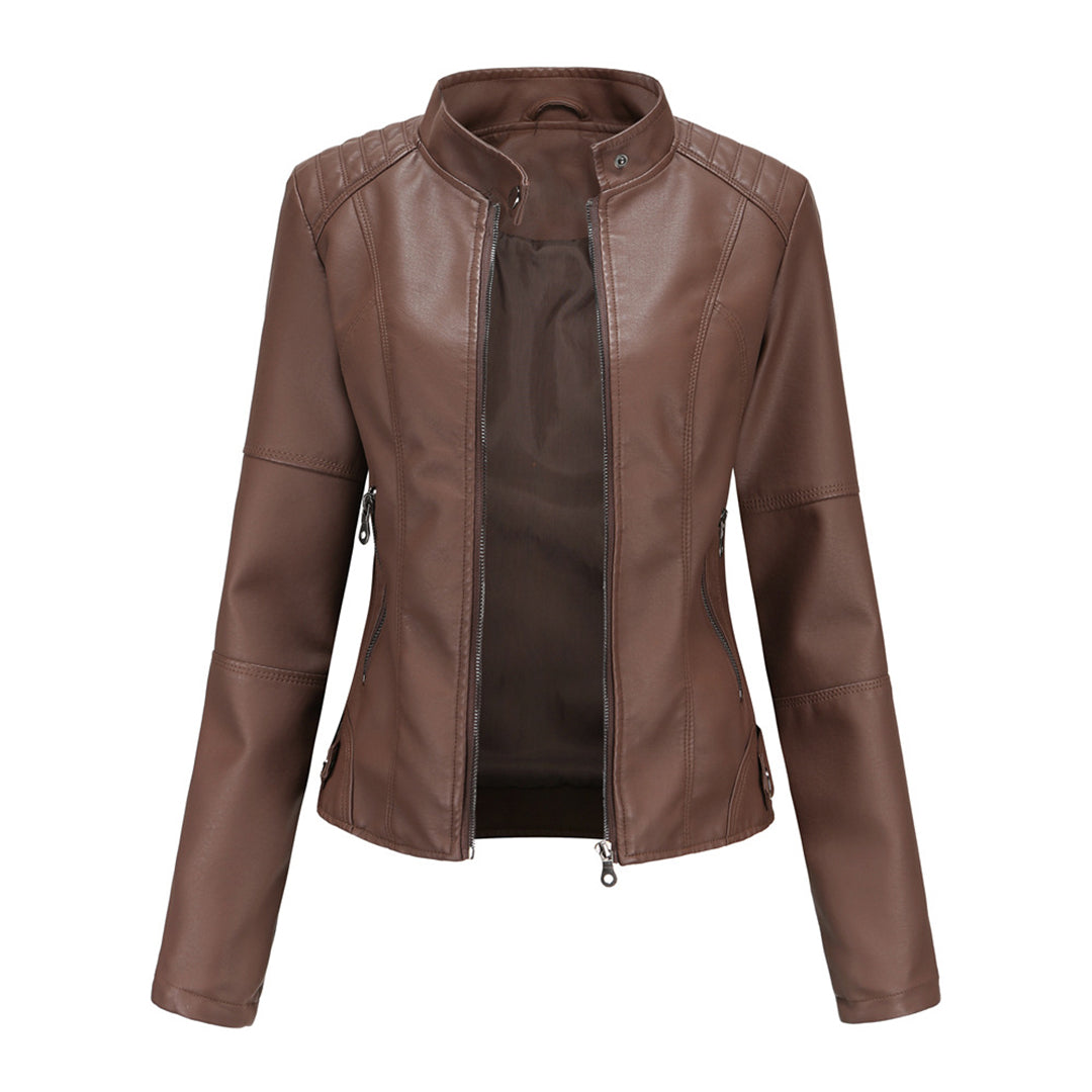 Damska Slim Fit Kurtka | Stojący Kołnierz