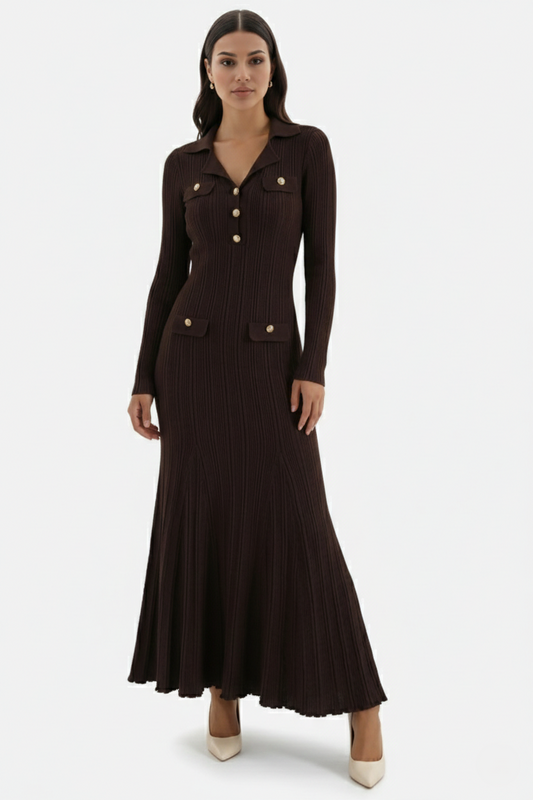 Women's Knit Dress Long Sleeve | Maxi