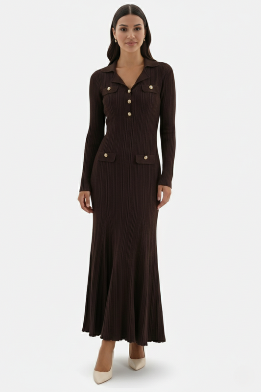 Women's Knit Dress Long Sleeve | Maxi