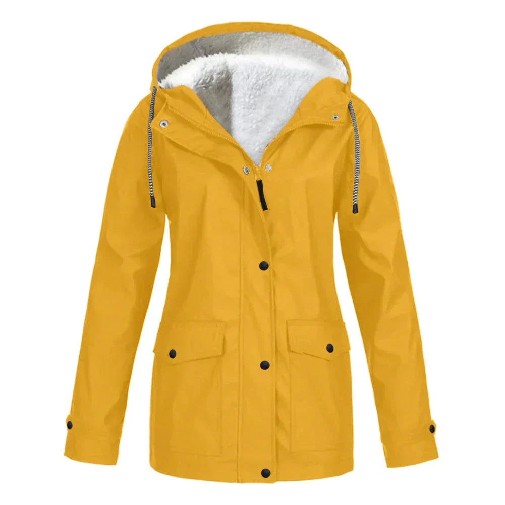 Kobiecą Kurtkę Przeciwdeszczową z Fleece | Z Kapturem
