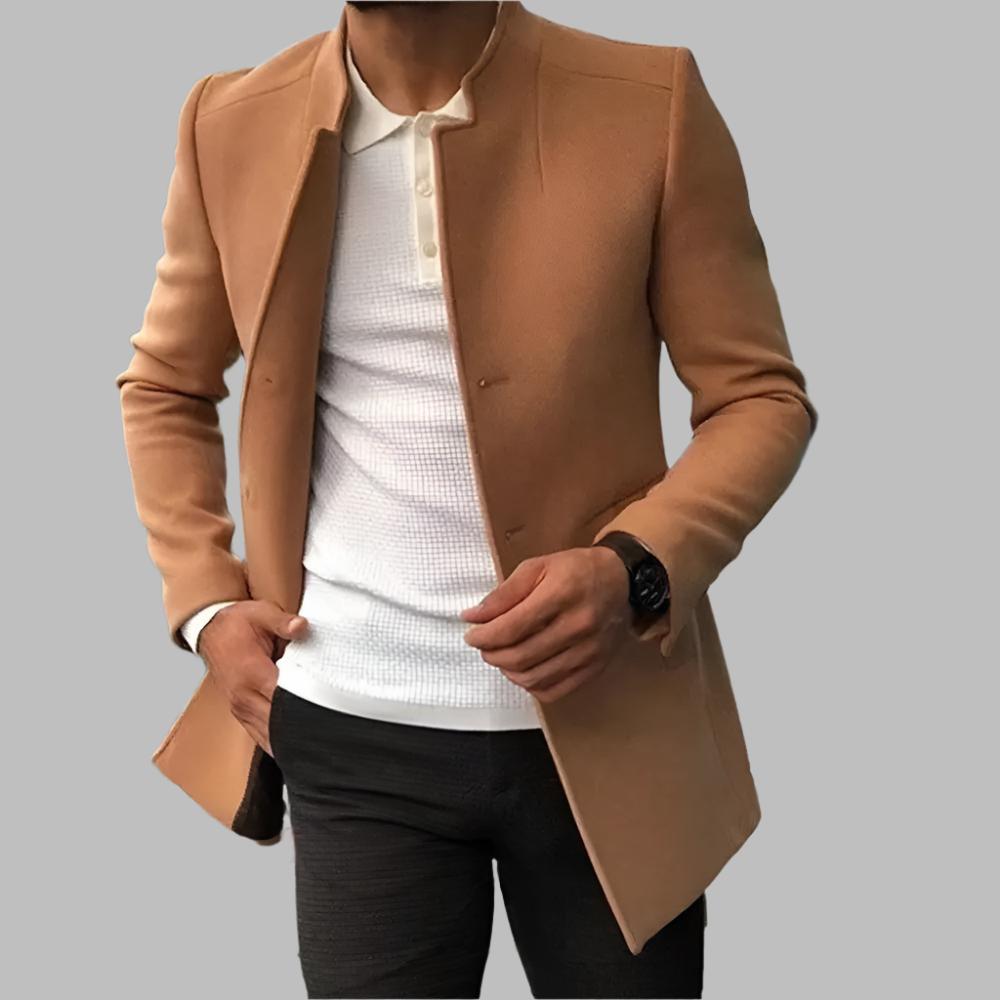 Męski Płaszcz Bez Kołnierza | Eleganckie Dopasowanie