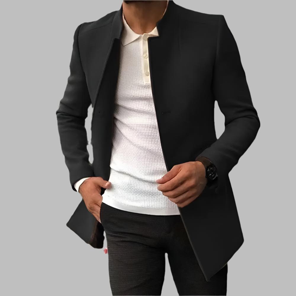 Męski Płaszcz Bez Kołnierza | Eleganckie Dopasowanie