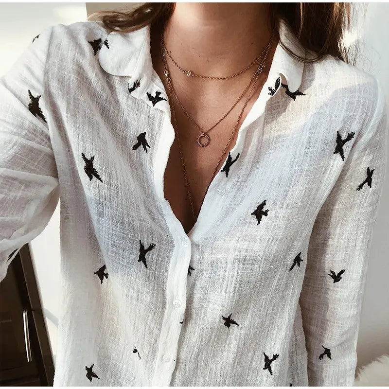 Koszula Kobieca z Wzorem na Guziki | Casual Fit