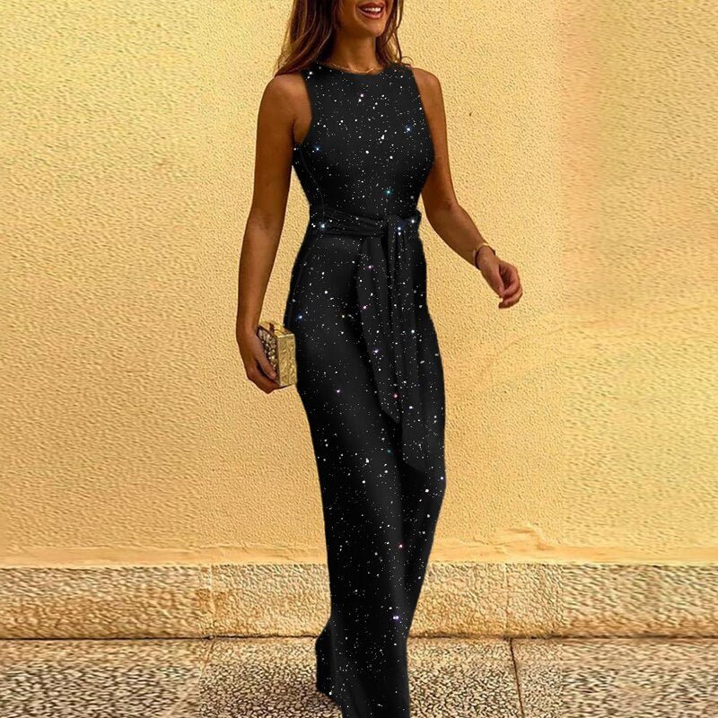 Damski Cekinowy Kombinezon Imprezowy | Elegancki
