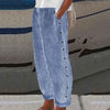 Women's Casual Striped Pants | Decorative Buttons