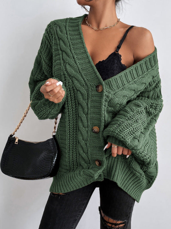 Kardigan Damski z Grubym Warkoczem | Oversized