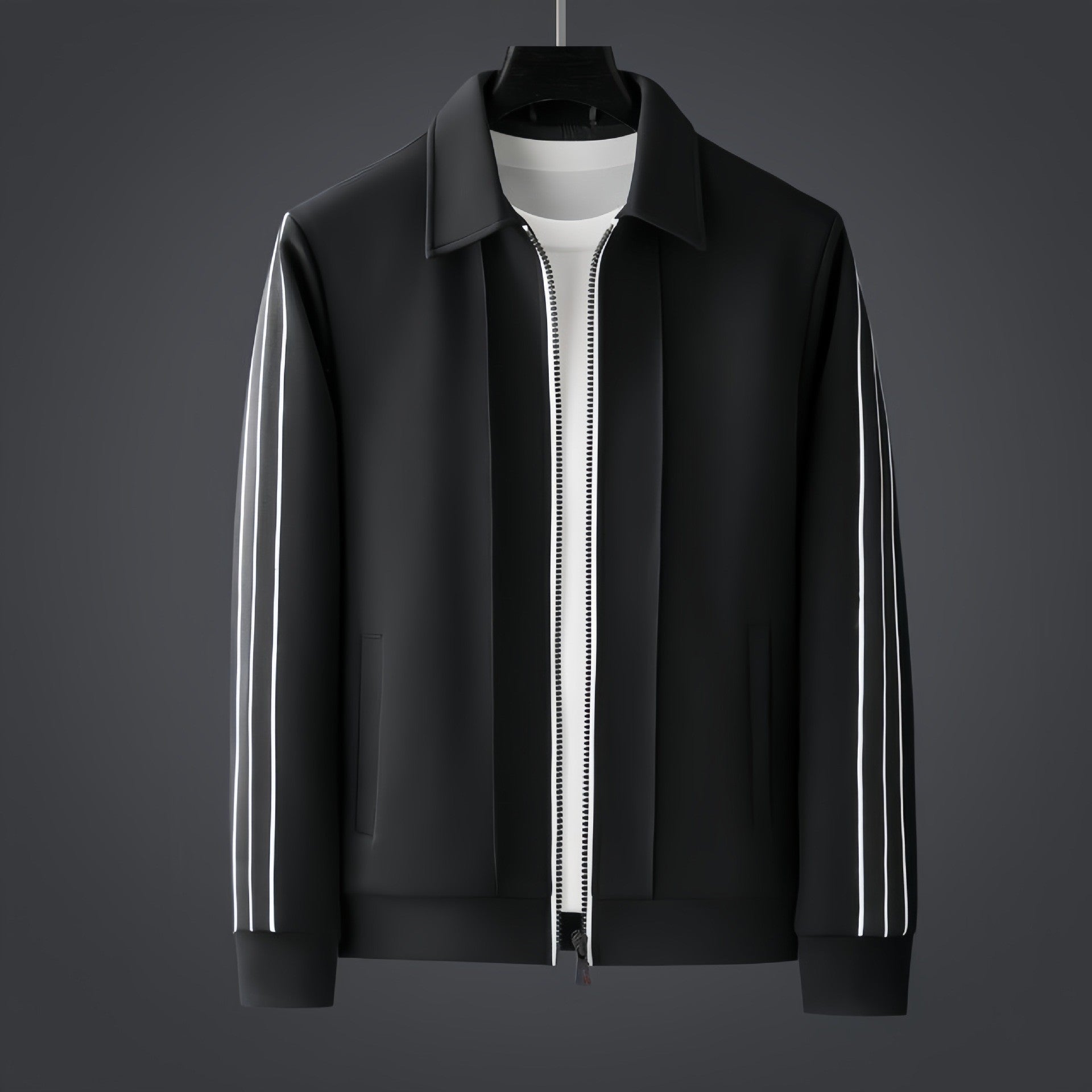 Męska Kurtka Z Zippem | Slim Fit z Paskami