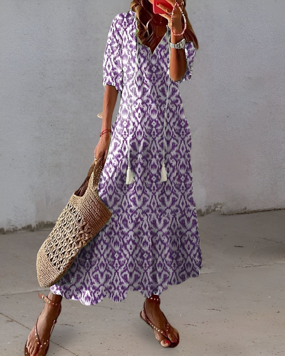 Dámské boho šaty s potiskem | Maxi