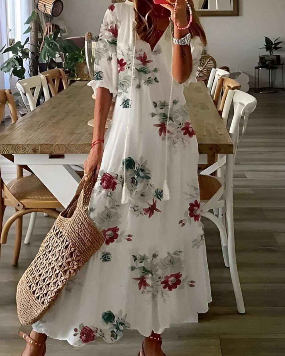Dámské boho šaty s potiskem | Maxi
