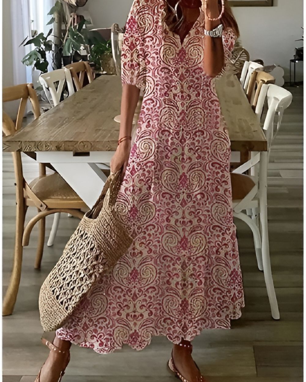 Dámské boho šaty s potiskem | Maxi