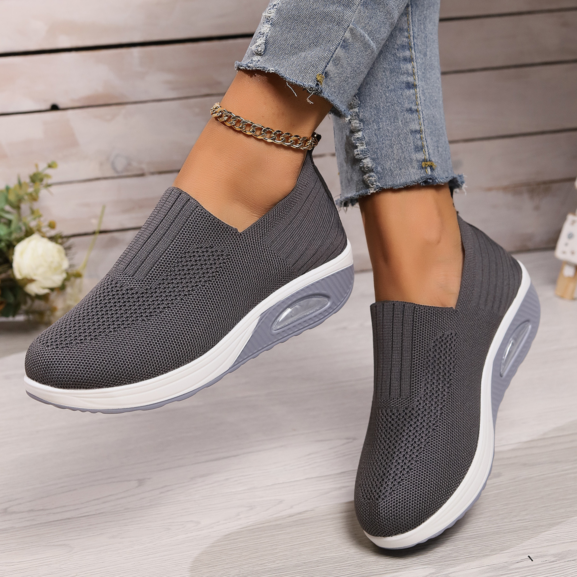 Damskie Oddychające Sneakersy Ortopedyczne | Wsuwane