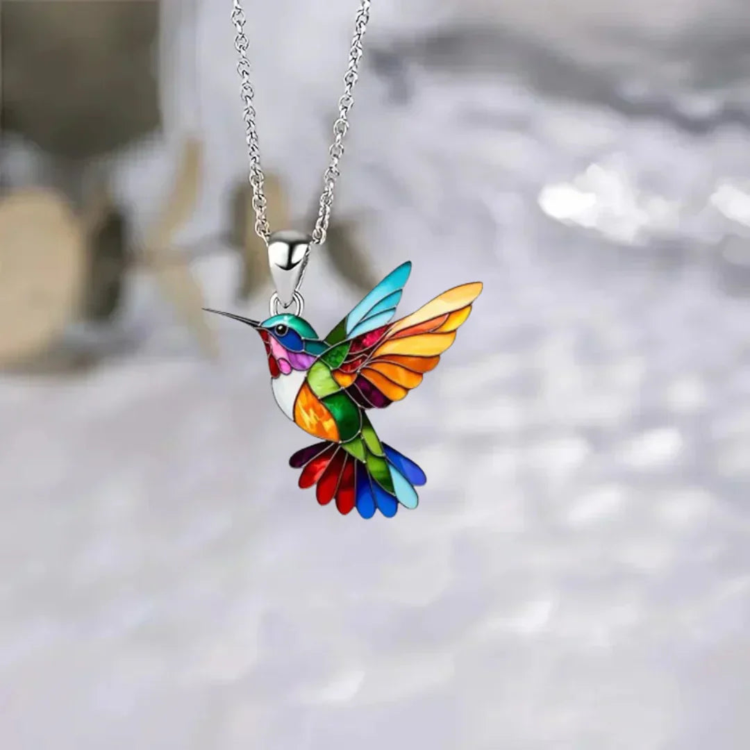 Necklace with Hummingbird Pendant | Set with Earrings