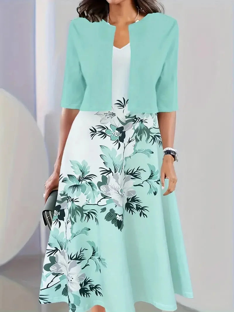 Damska Letnia Elegancka Sukienka Z Marynarką | Midi