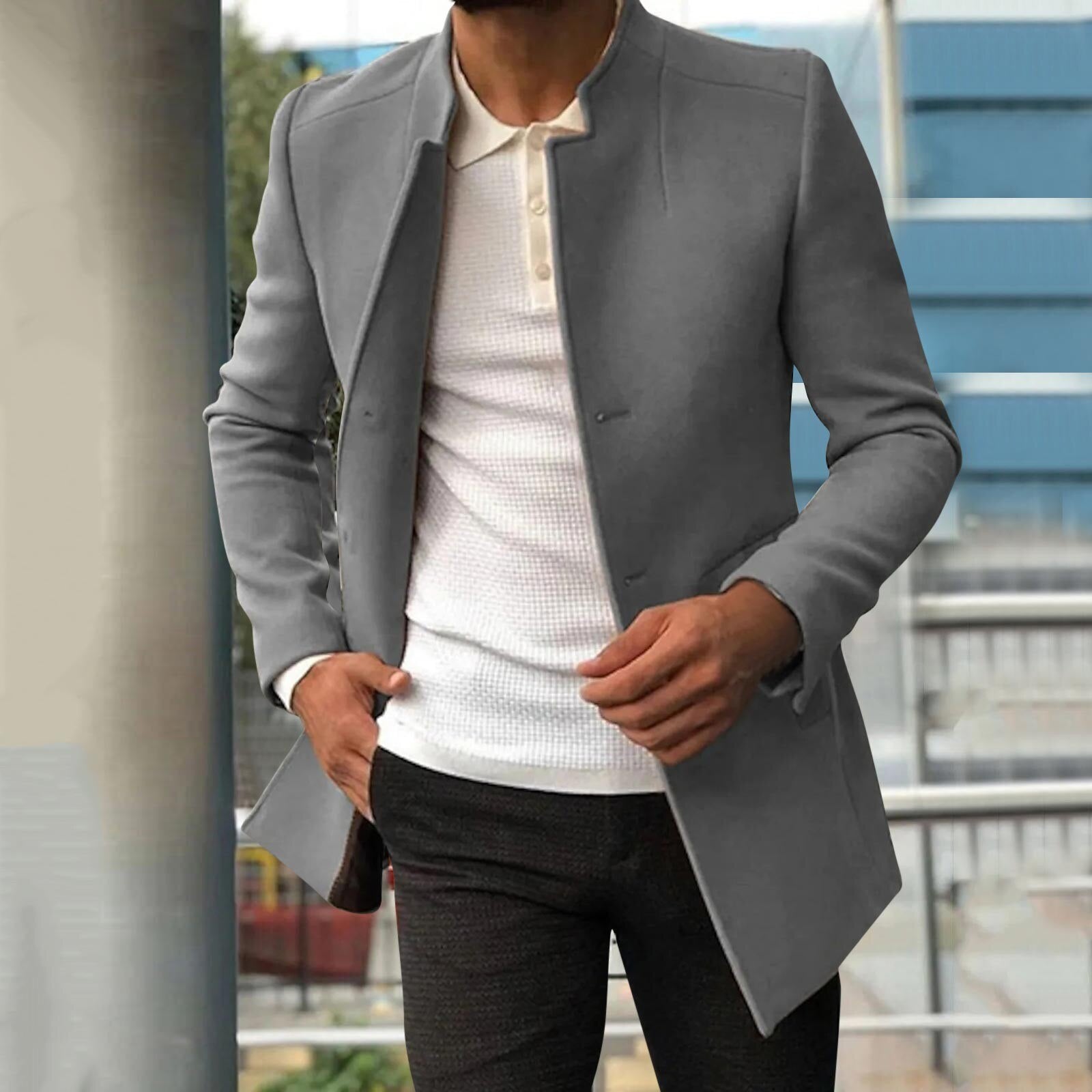 Męski Stylowy Płaszcz Otwarty | Slim Fit