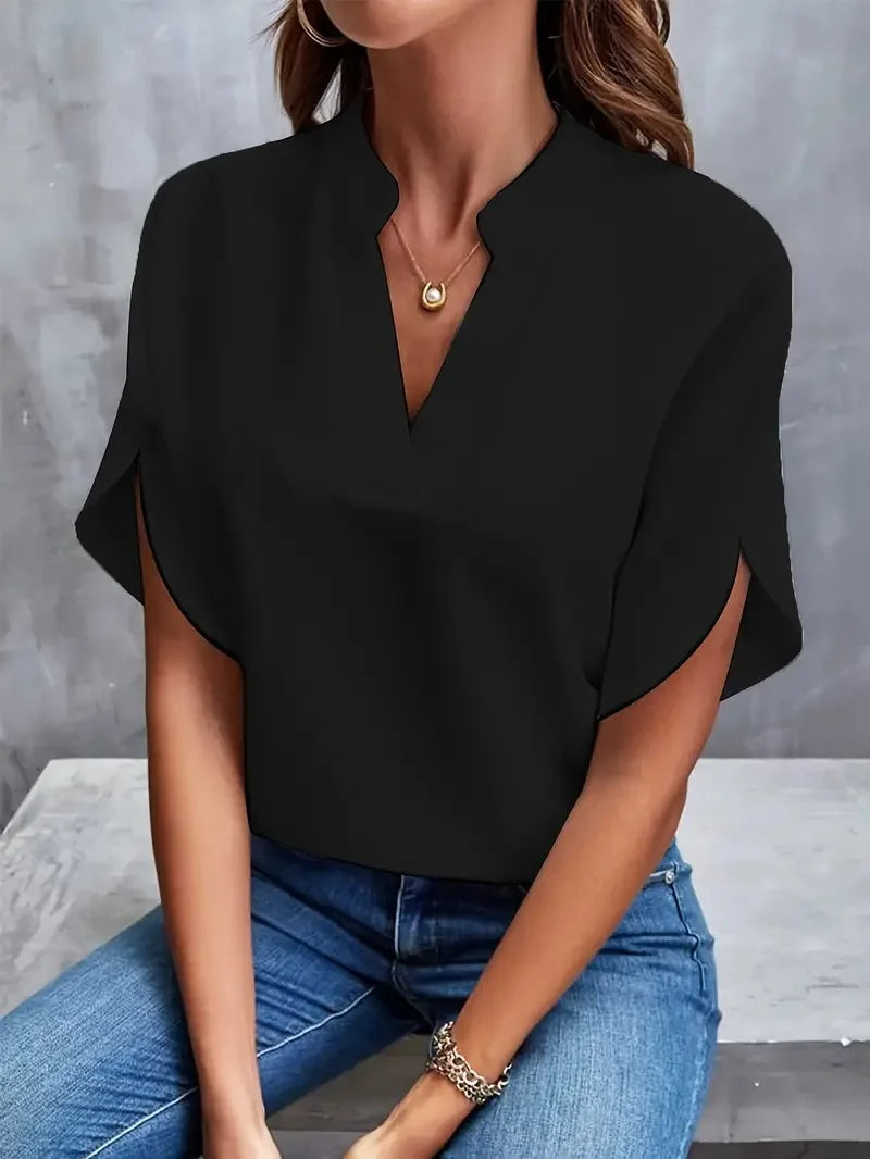 Damska Elegancka Bluzka Z Dekoltem W Serek | Elegancka