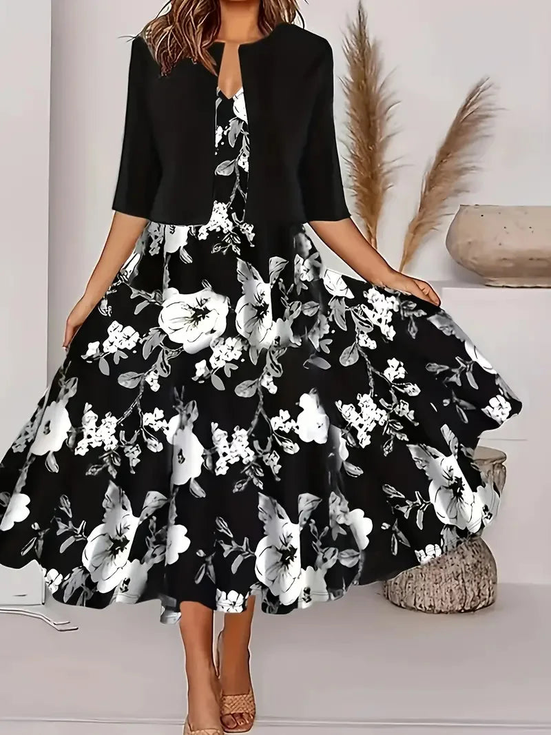 Damska Letnia Elegancka Sukienka Z Marynarką | Midi