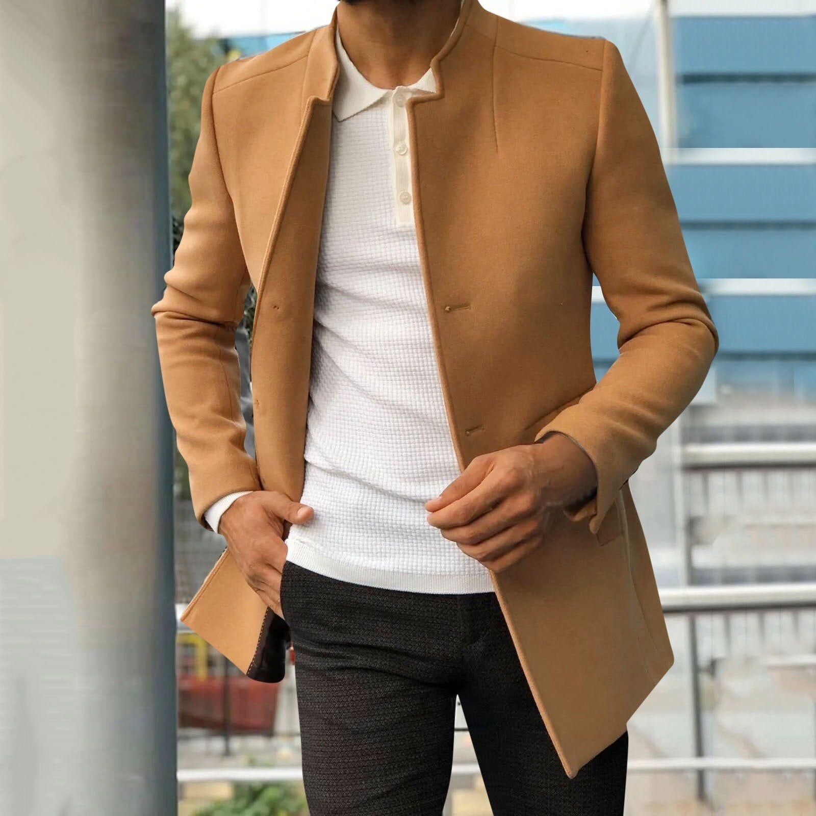 Męski Stylowy Płaszcz Otwarty | Slim Fit