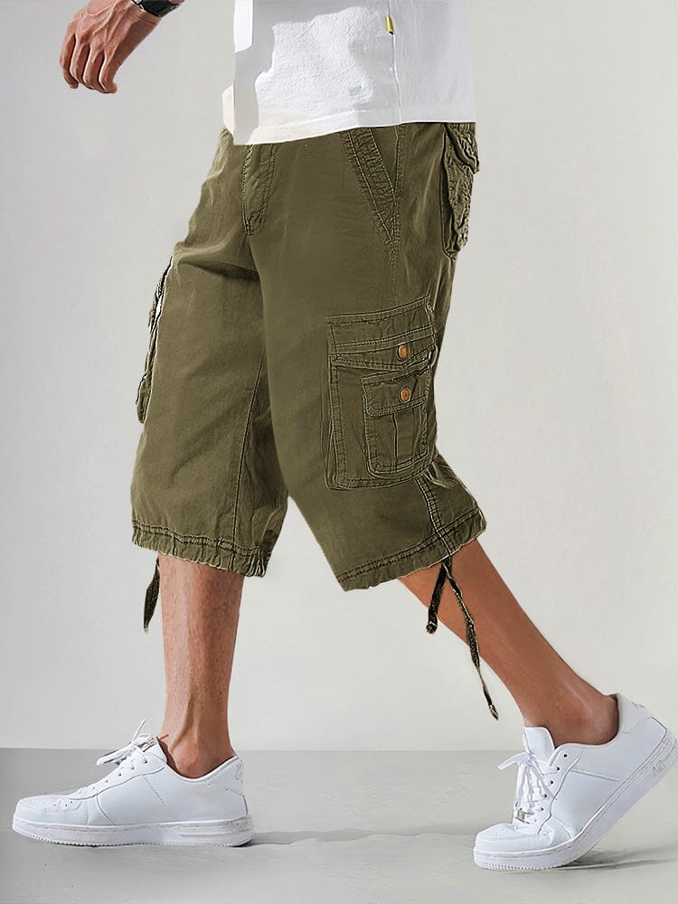 Męskie taktyczne spodenki cargo capri | Wielo-pocket