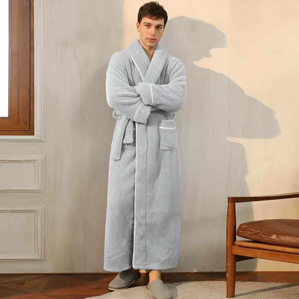 Długi szlafrok unisex | Z paskiem i kieszeniami