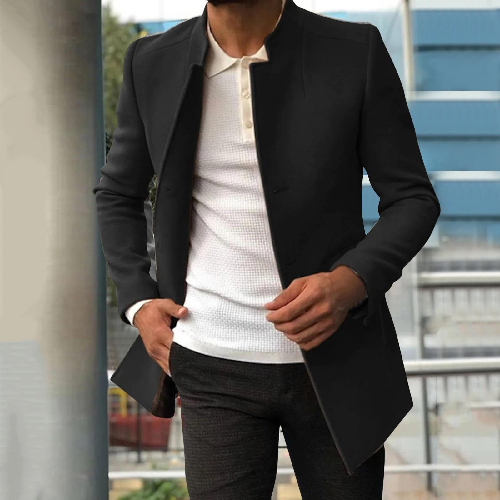 Męski Stylowy Płaszcz Otwarty | Slim Fit