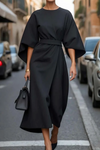 Sukienka z kimono rękawami z paskiem dla kobiet | Midi