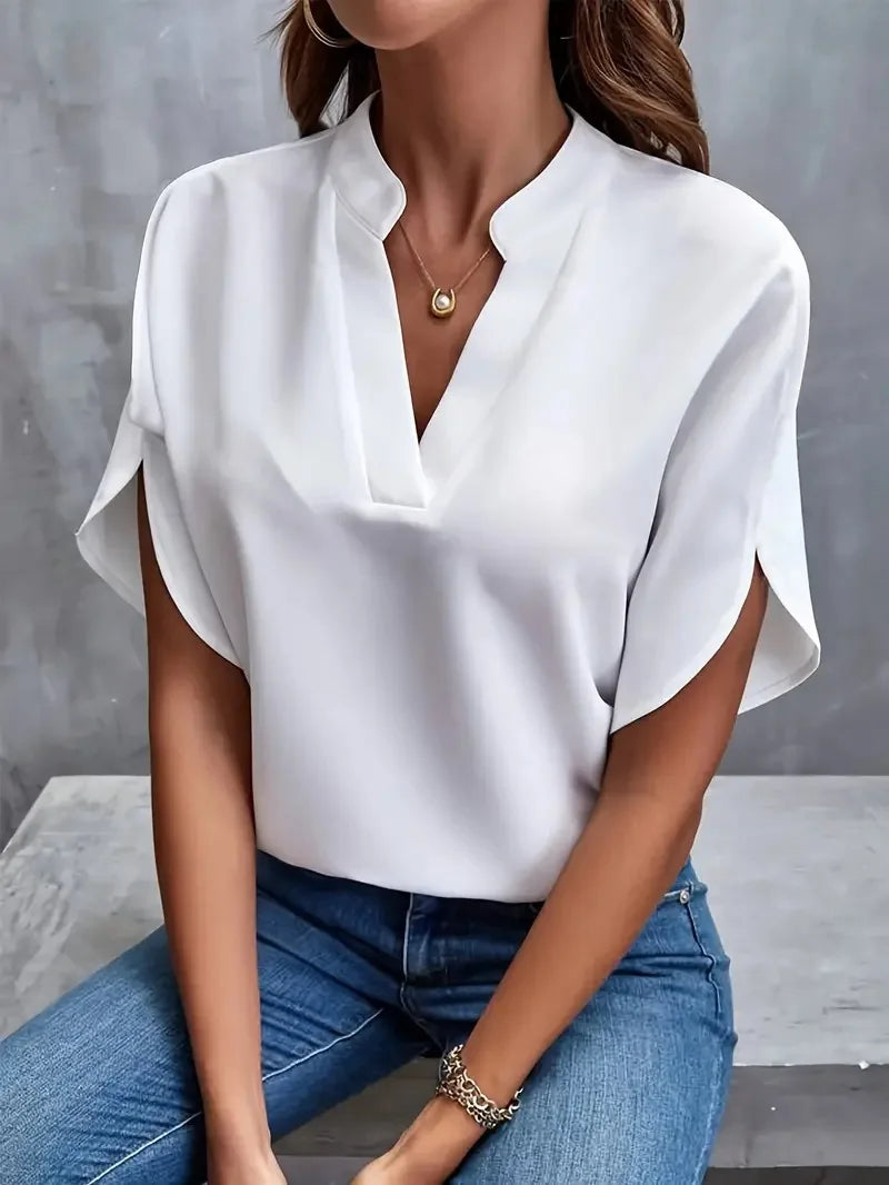 Damska Elegancka Bluzka Z Dekoltem W Serek | Elegancka