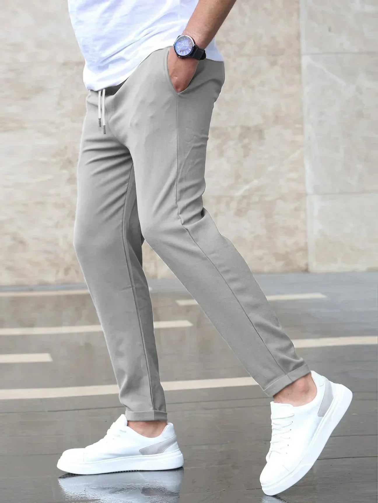 Męskie Spodnie Slim Fit z Elastycznym Materiałem | Styl Casual Elegancki