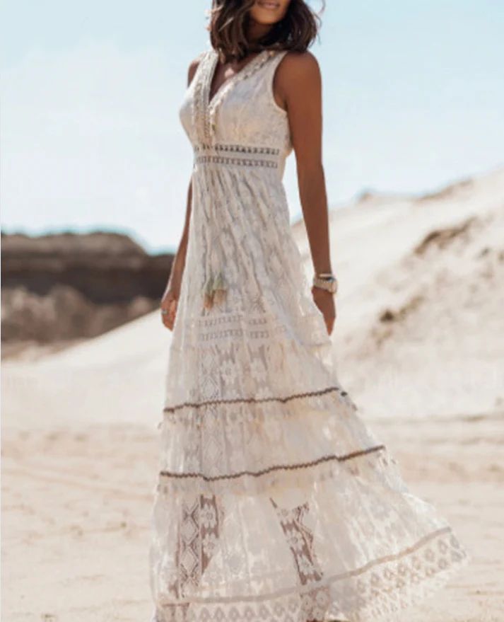 Dámské krajkové boho šaty | Maxi