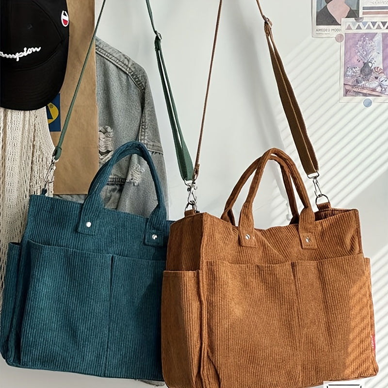 Damska Torba Shopper | Duża z Przednimi Kieszeniami