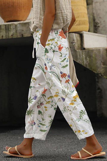 White with flowers