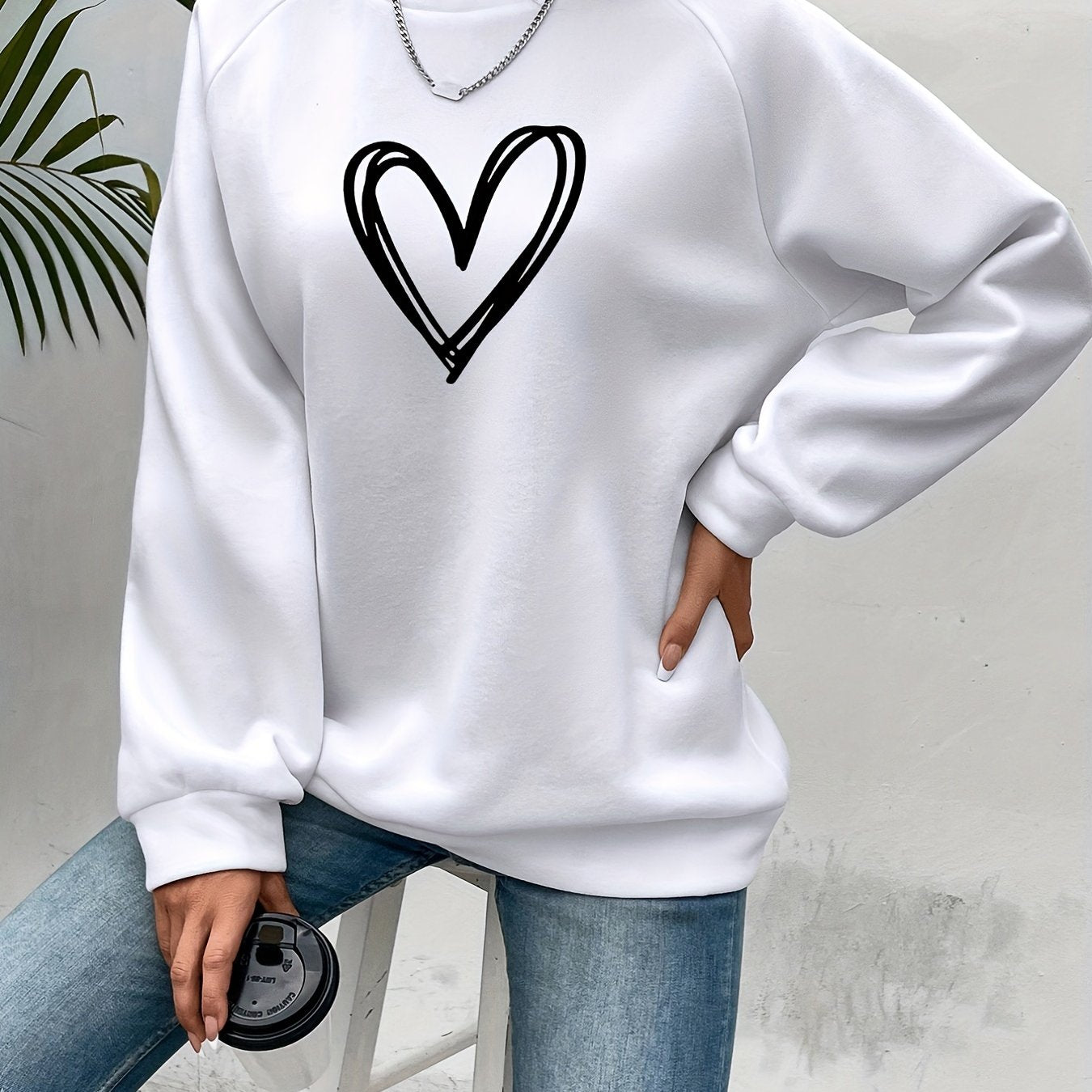 Damska Sweter Codzienny | Motyw Serca
