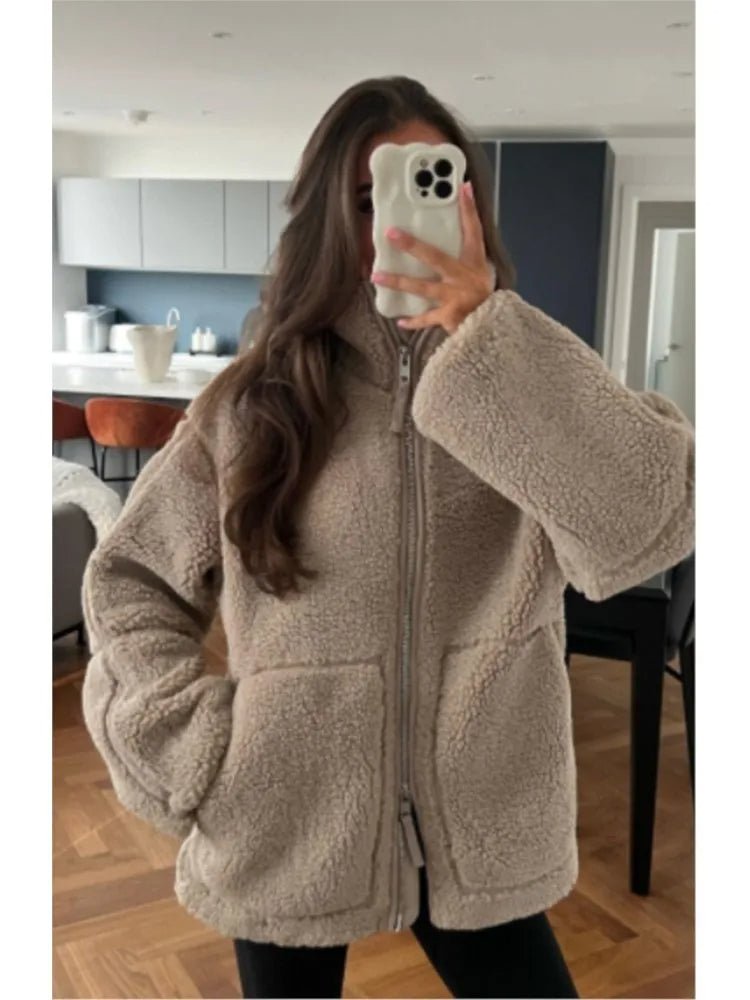 Damska Kurtka Teddy na Zamek | Casualowa Odzież Zimowa