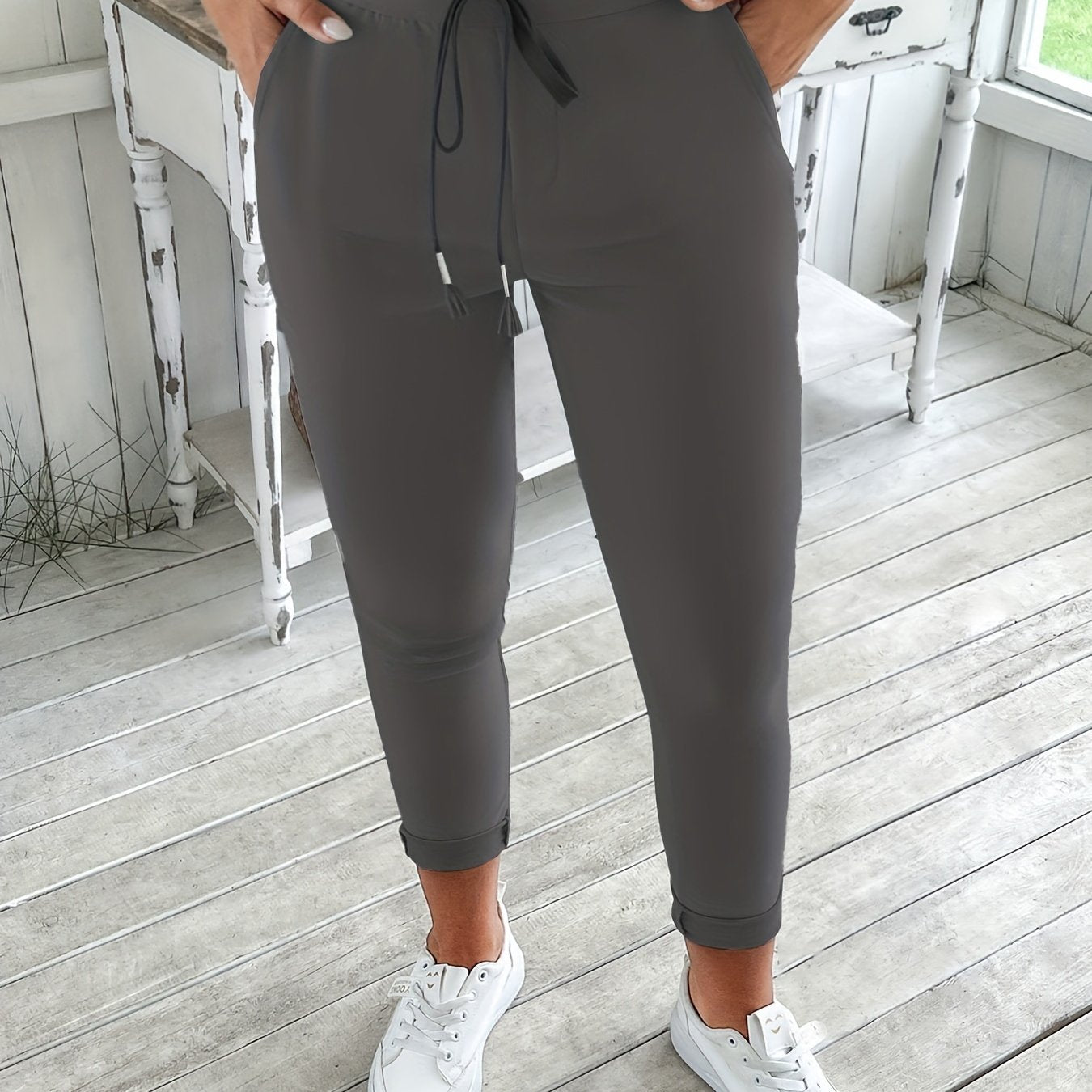 Damska Spodnie Joggery | Ze Sznurkiem I Prosta Nogawka